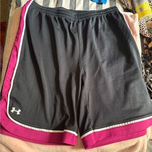 Under Armour Black and Pink Athletic Shorts with Elastic Waistband